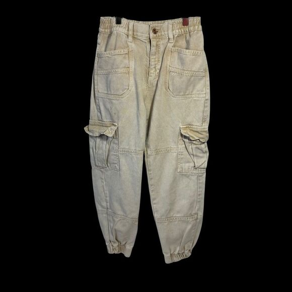 Free People We The Free Women's Tan High Waist Pull On Cargo Pants Sz XS - Picture 1 of 7